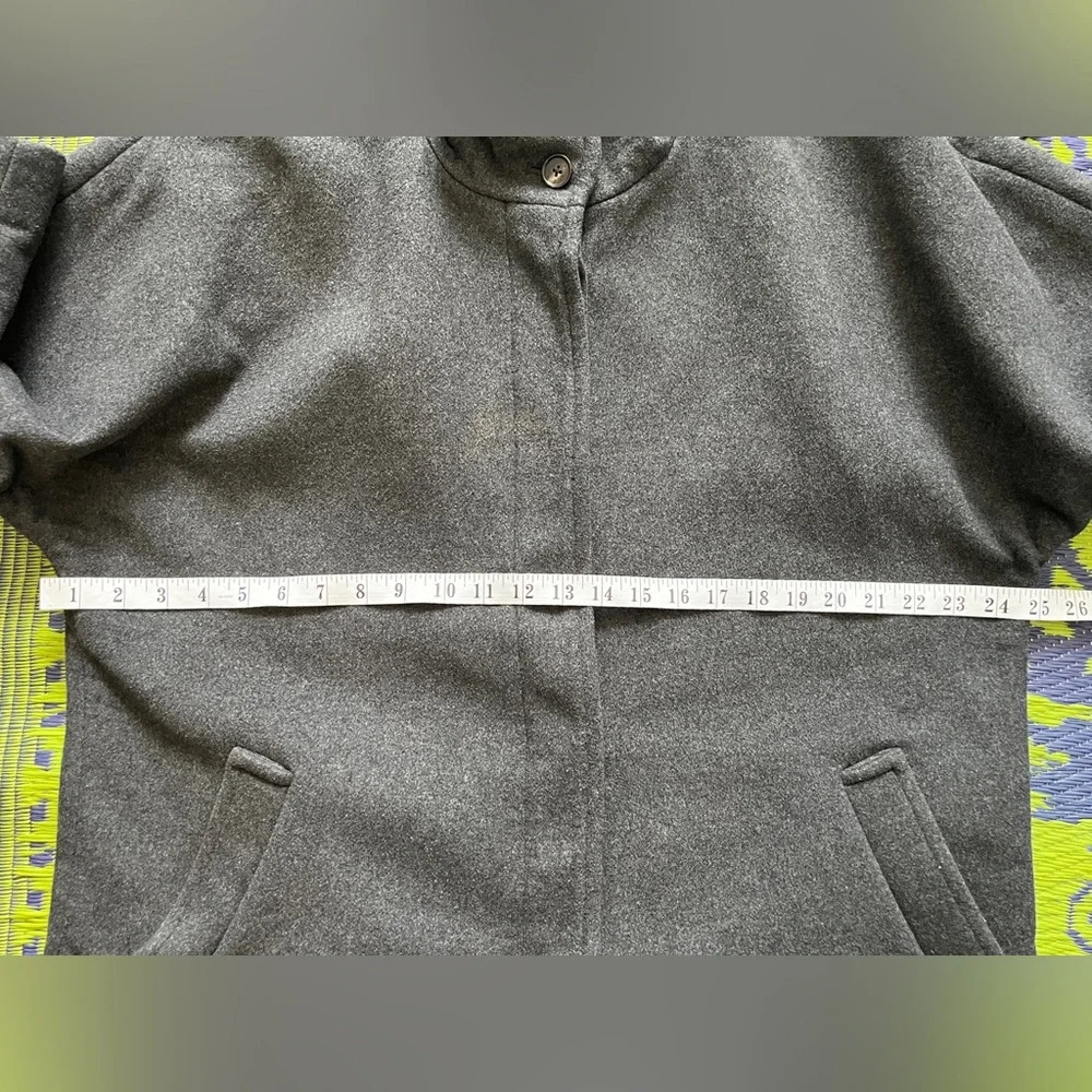 Aritzia Wilfred Dark Gray Wool & Cashmere High Collar Kimono Sleeves Coat Medium - Picture 15 of 16